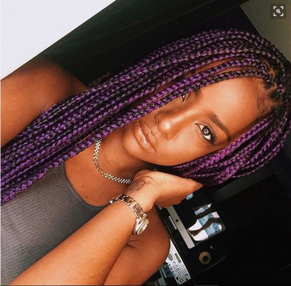 Sleek Purple Shoulder Braids — Purple Braids