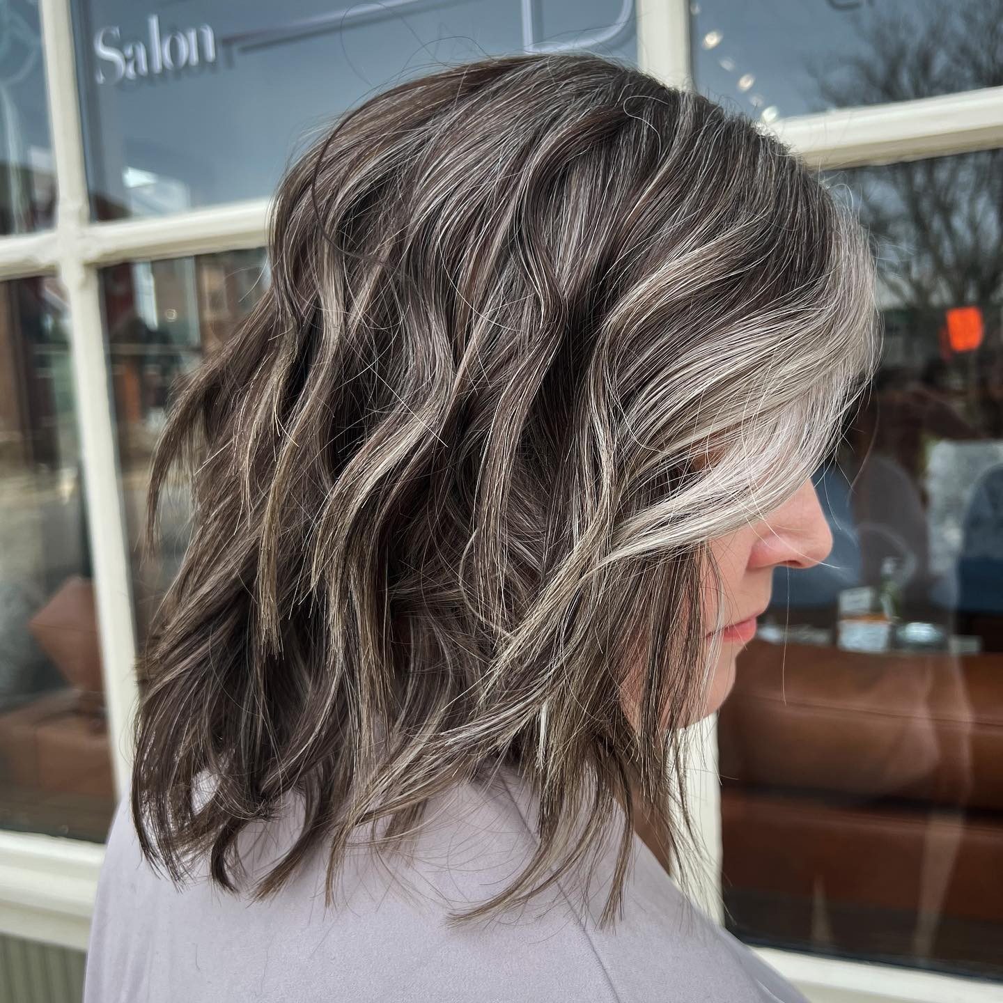 Long Layers Visual Idea Long Layers Visual Idea — Gray Blending for Dark Hair