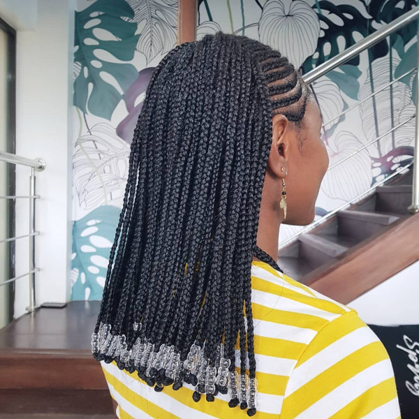 Side-View Braids With Silver and Clear Beads Side-View Braids With Silver and Clear Beads — Braids with Beads