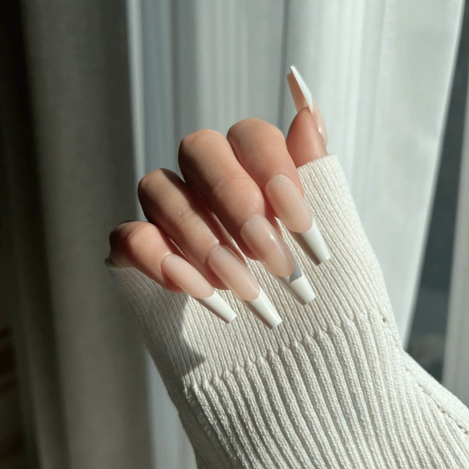 Classic Sheer Pink French Manicure Coffin Nails Classic Sheer Pink French Manicure Coffin Nails — Long Coffin Nails