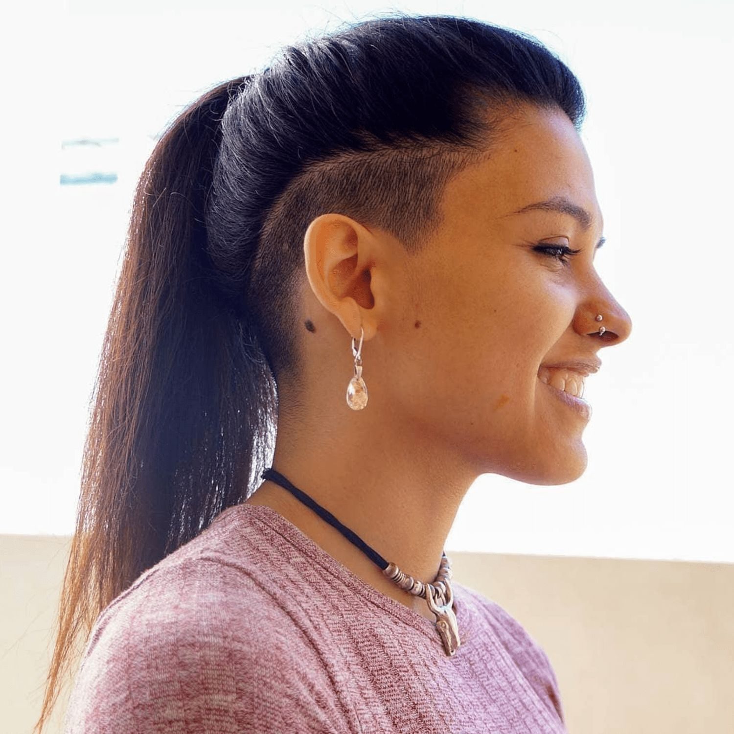 Dark Brown Straight Hair in High Ponytail — Undercut Hairstyles for Women