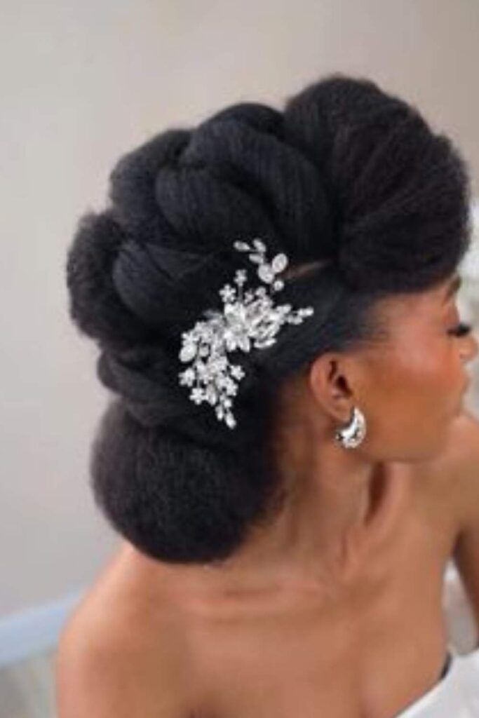 Voluminous Twisted Updo With Sparkle — Natural Hair Wedding Styles