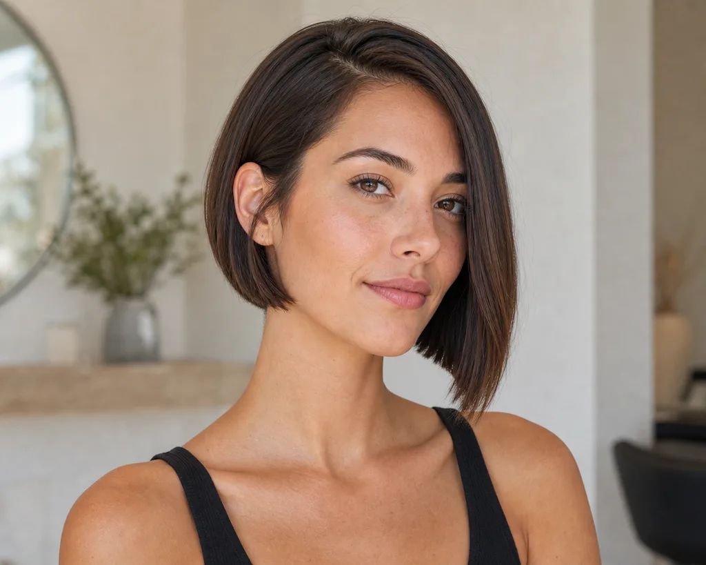 Sleek Jaw-Length Blunt Bob Sleek Jaw-Length Blunt Bob — Wash and Go Haircuts