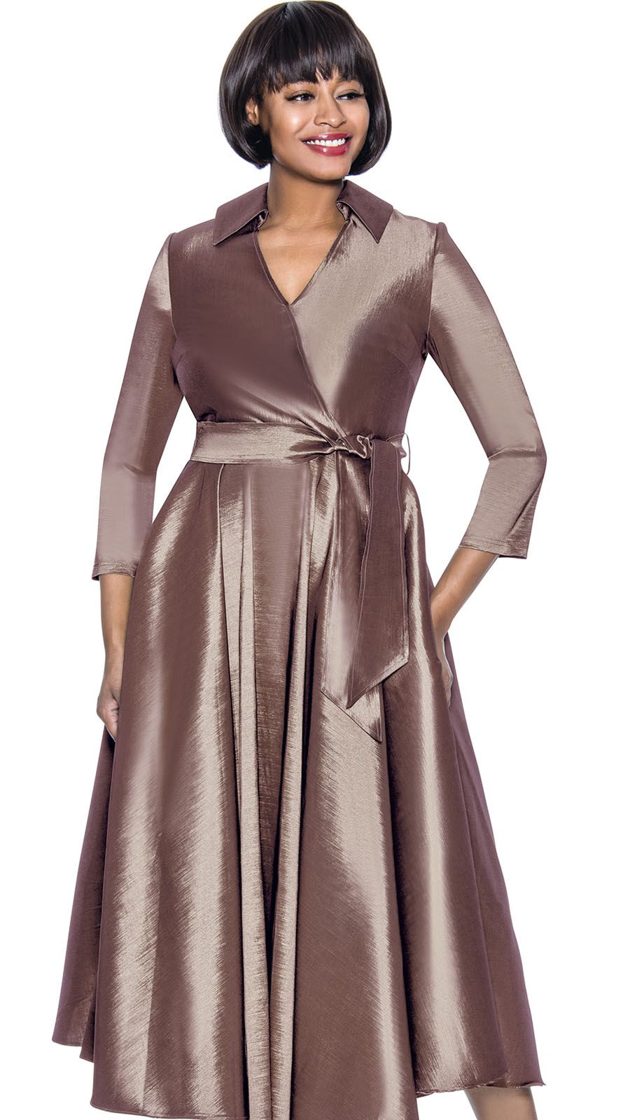 Bronze Shimmering Fit-and-Flare Midi Dress Bronze Shimmering Fit-and-Flare Midi Dress — Church Dresses