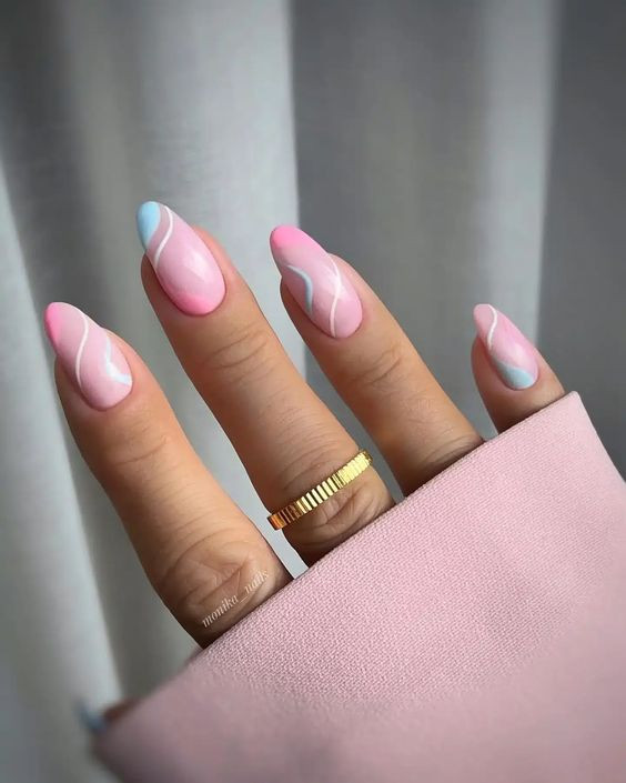 One Hand Close-Up Visual Idea — Baby Shower Nails