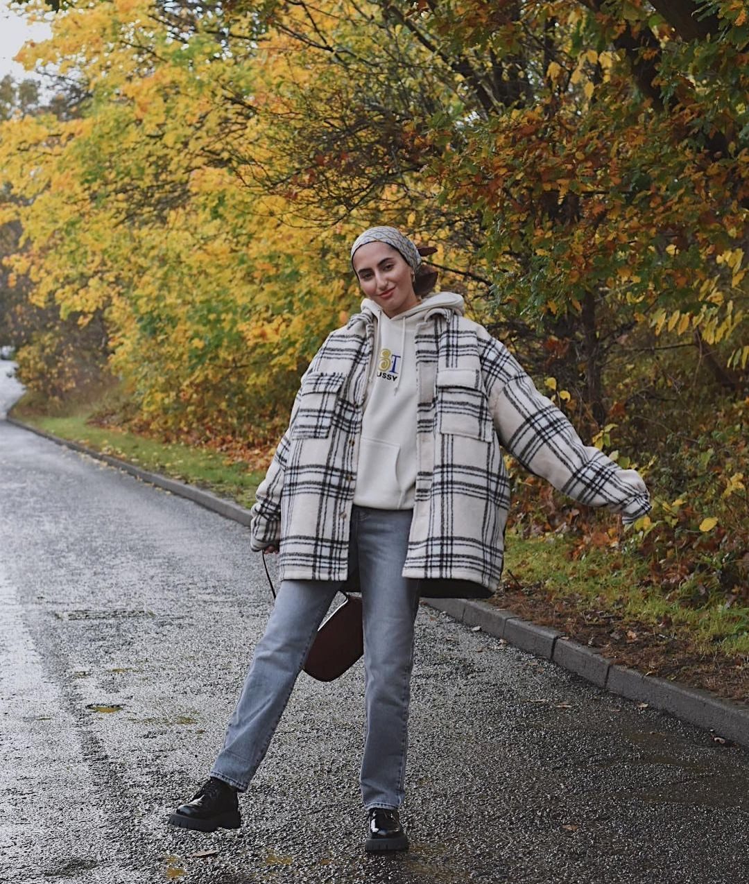 Oversized Plaid Shacket with Hoodie and Jeans — Flannel Outfits