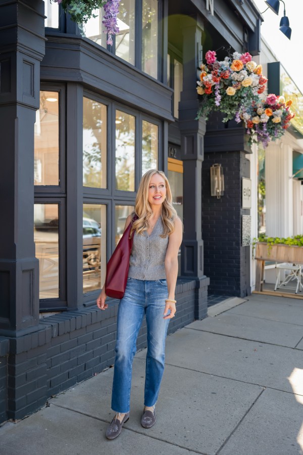 Patterned Vest and Loafers with Straight Leg Jeans — Straight Leg Jeans Outfits