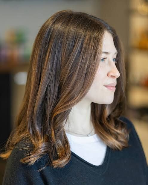 Brown With Caramel Highlights Brown With Caramel Highlights — Hair Color for Blue Eyes