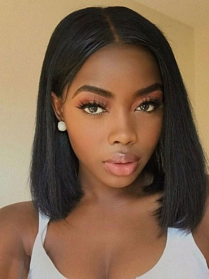 No Bangs Sleek Black Chin Bob No Bangs Sleek Black Chin Bob — Frontal Wig Styles