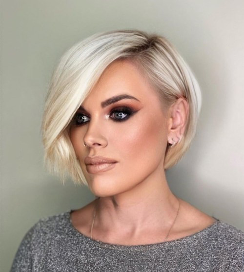 Side-Swept Visual Idea — Short Blonde Hair