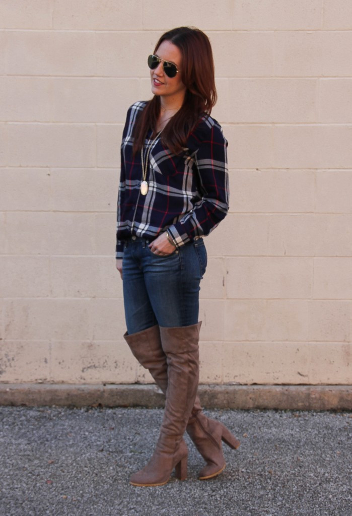 Plaid Shirt and Over-the-Knee Boots for Rodeo Style Plaid Shirt and Over-the-Knee Boots for Rodeo Style — Houston Outfits