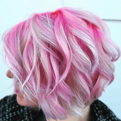 Chin Bob With White Highlights — Bubblegum Pink Hair