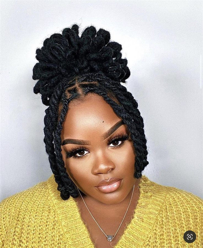 Flat Twists Updo with High Textured Bun — Natural Hair Updo