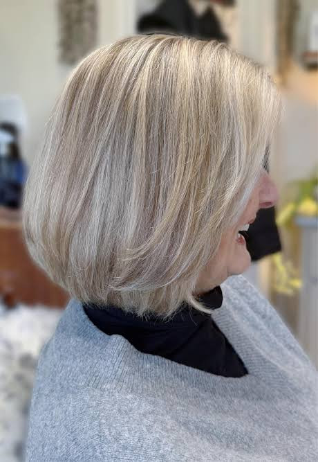 Chin Smooth Ash Blonde Bob Chin Smooth Ash Blonde Bob — Hair Color for Women Over 70