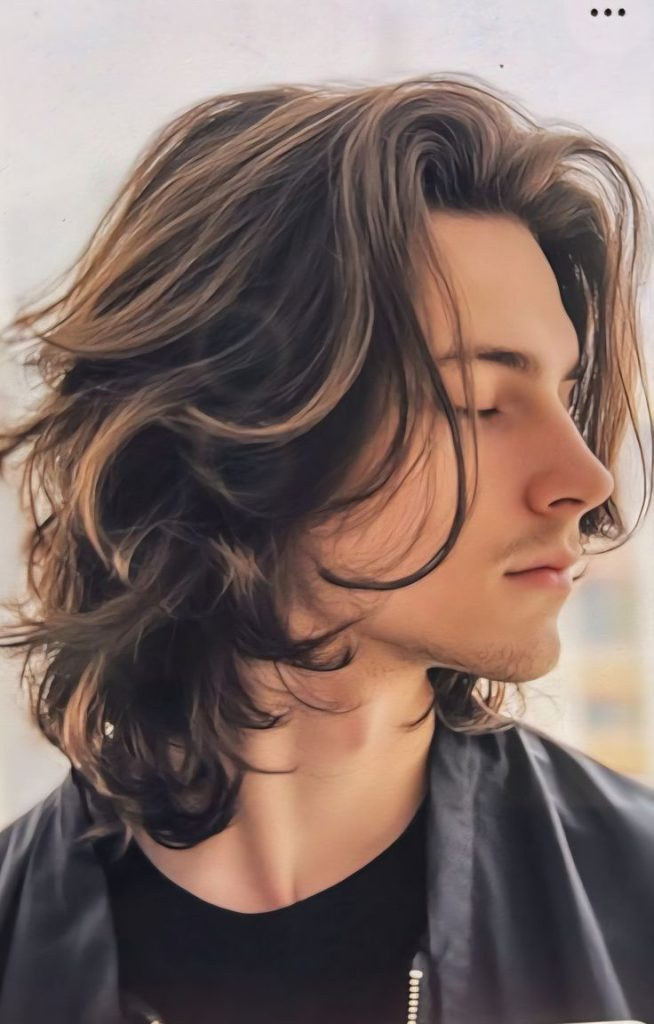 Dark Brown With Subtle Highlights Visual Idea Dark Brown With Subtle Highlights Visual Idea — Wolf Cut Men