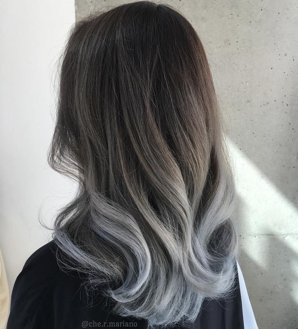 Dark Brown to Cool Ash Grey Ombre — Ombre Hair