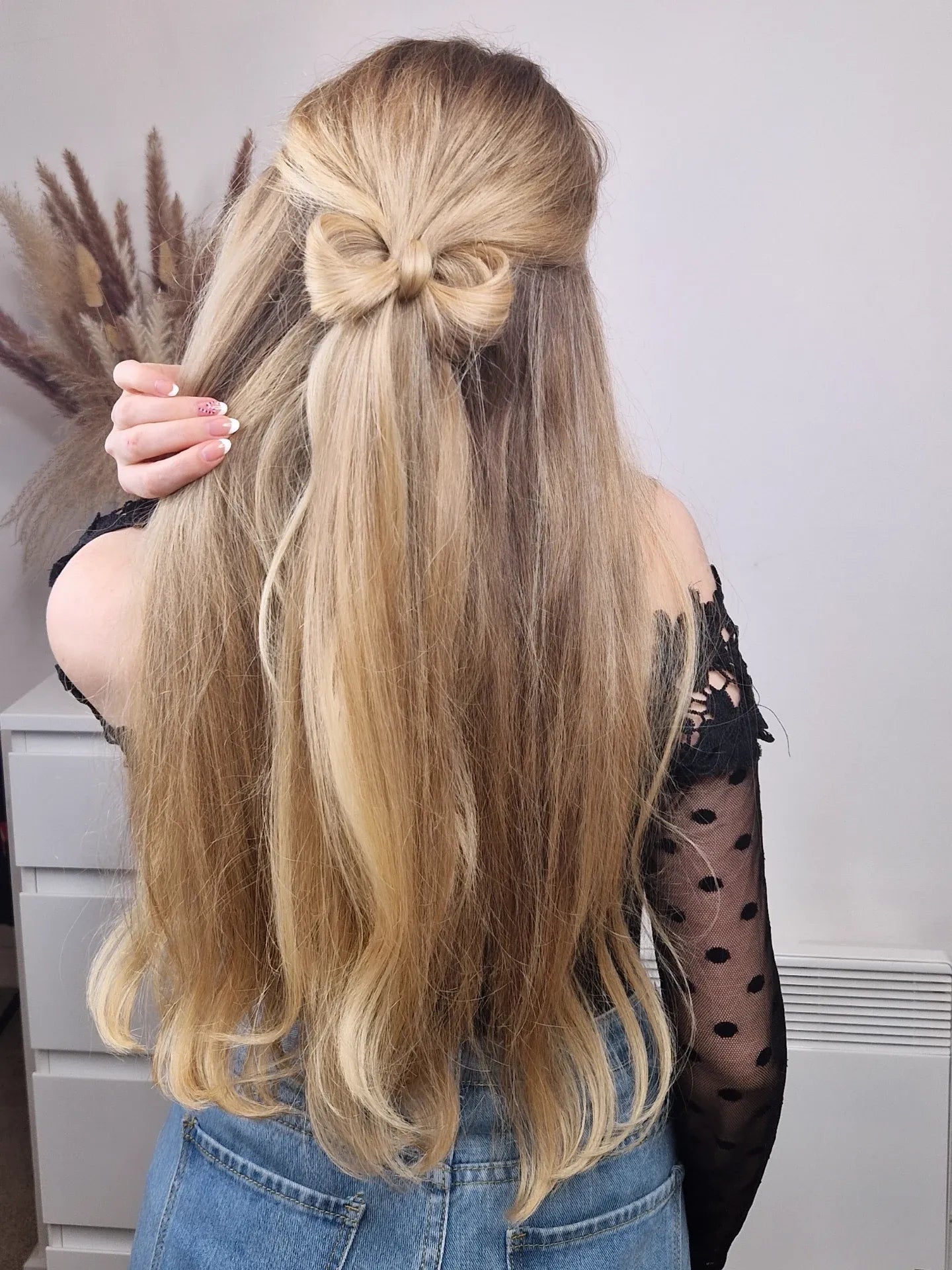Delicate Fabric Bow Half Up Blonde — Hair Bow Hairstyles