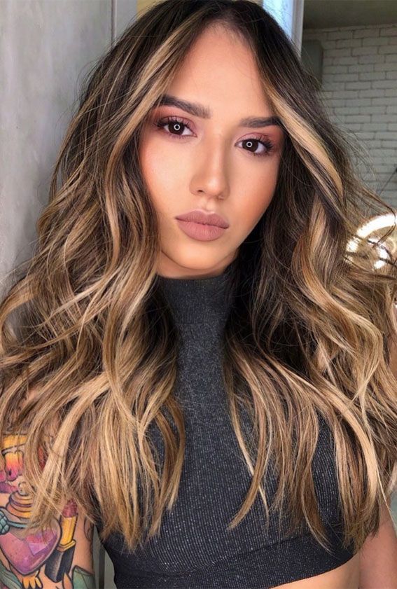 Dark Brown With Inverse Blonde Highlights — Hair Color for Latinas