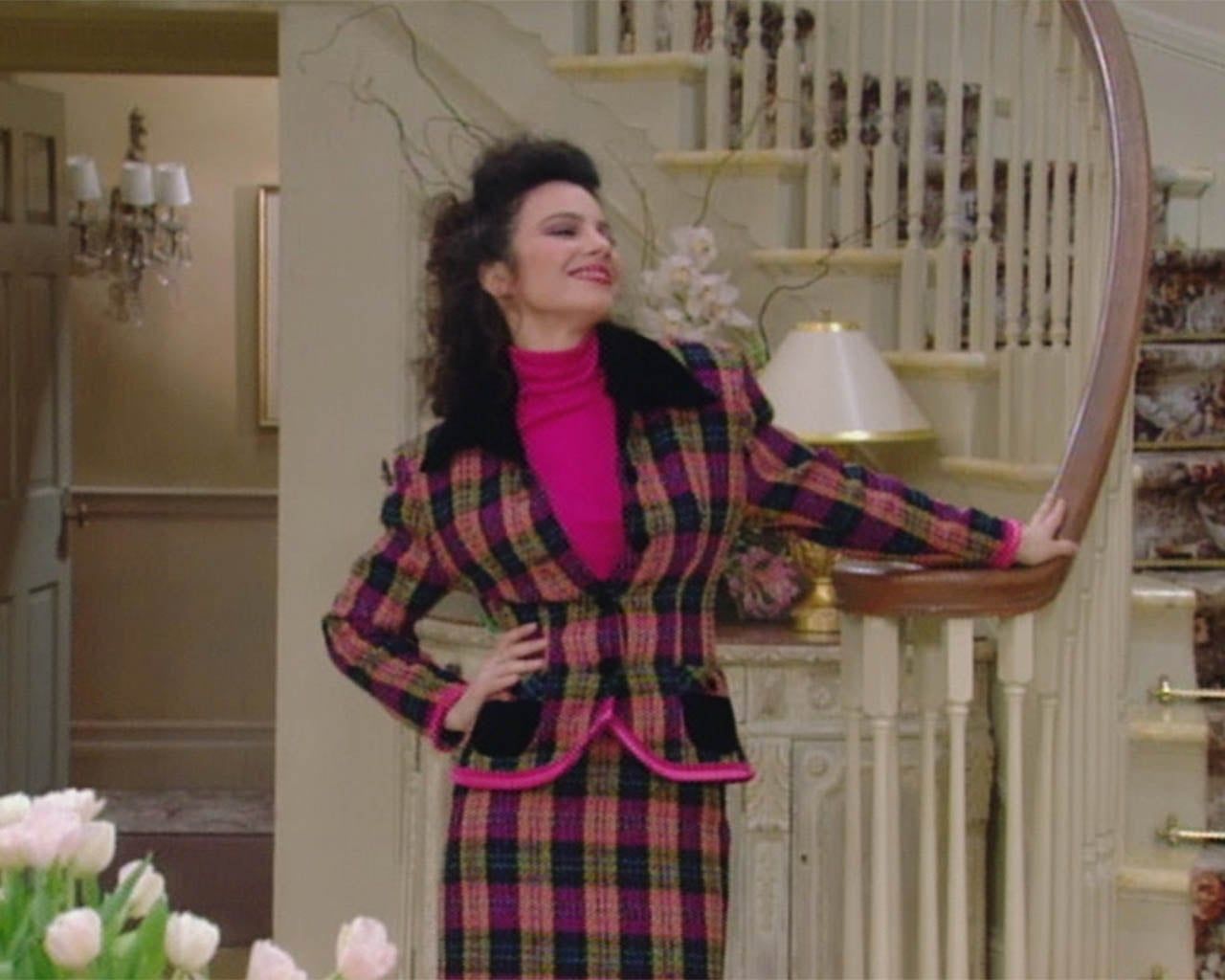Bold Plaid Power Suit with Pink Turtleneck Bold Plaid Power Suit with Pink Turtleneck — Nanny Outfits