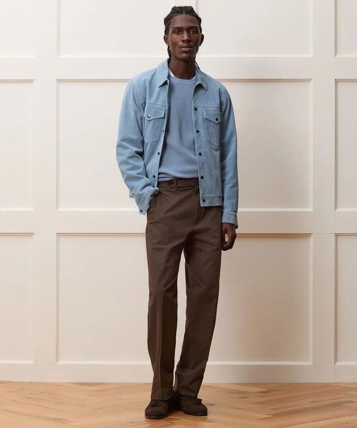 Transitional Smart Casual: Suede Jacket, Sweater, and Trousers Transitional Smart Casual: Suede Jacket, Sweater, and Trousers — Outfits for Men Over 40