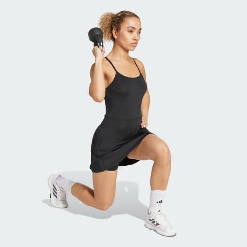 Black Exercise Dress with Integrated Shorts — Exercise Dresses