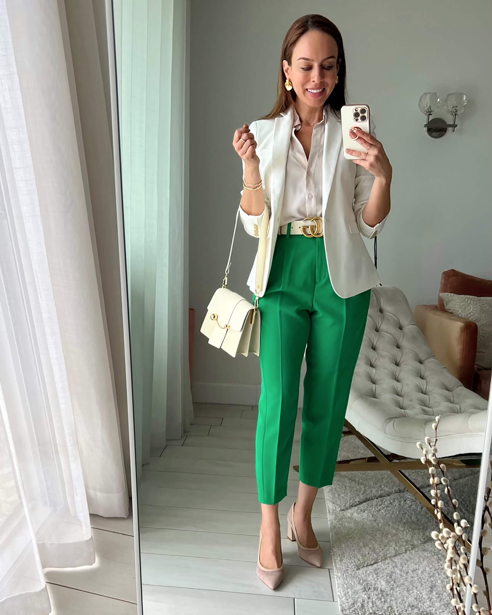 Bright Green Trousers Elevate Business Casual Bright Green Trousers Elevate Business Casual — Colorful Outfits
