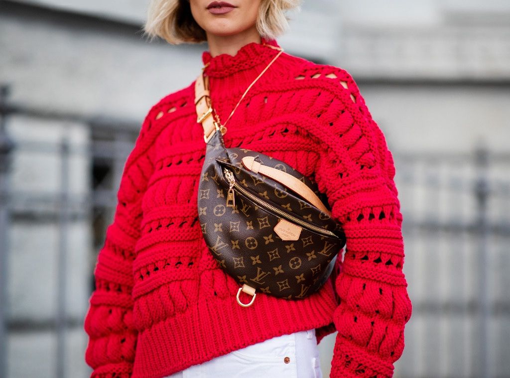 Monogrammed Belt Bag with Chunky Knit — Belt Bag Outfits