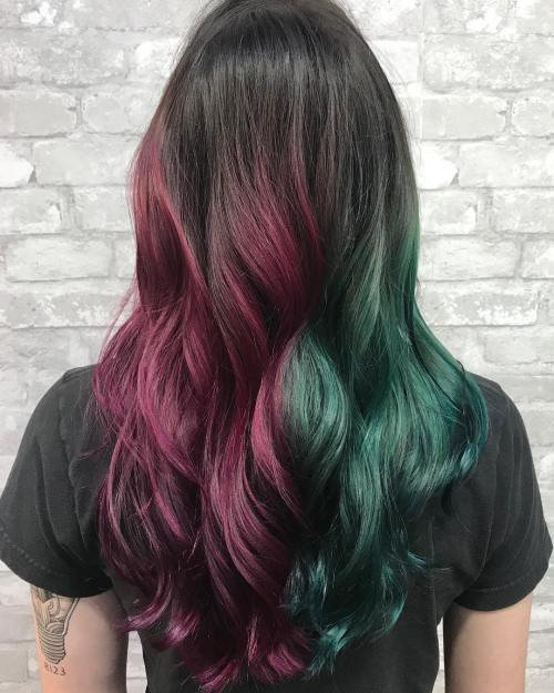 Magenta and Teal Split Dye Waves Magenta and Teal Split Dye Waves — Split Dye Hair