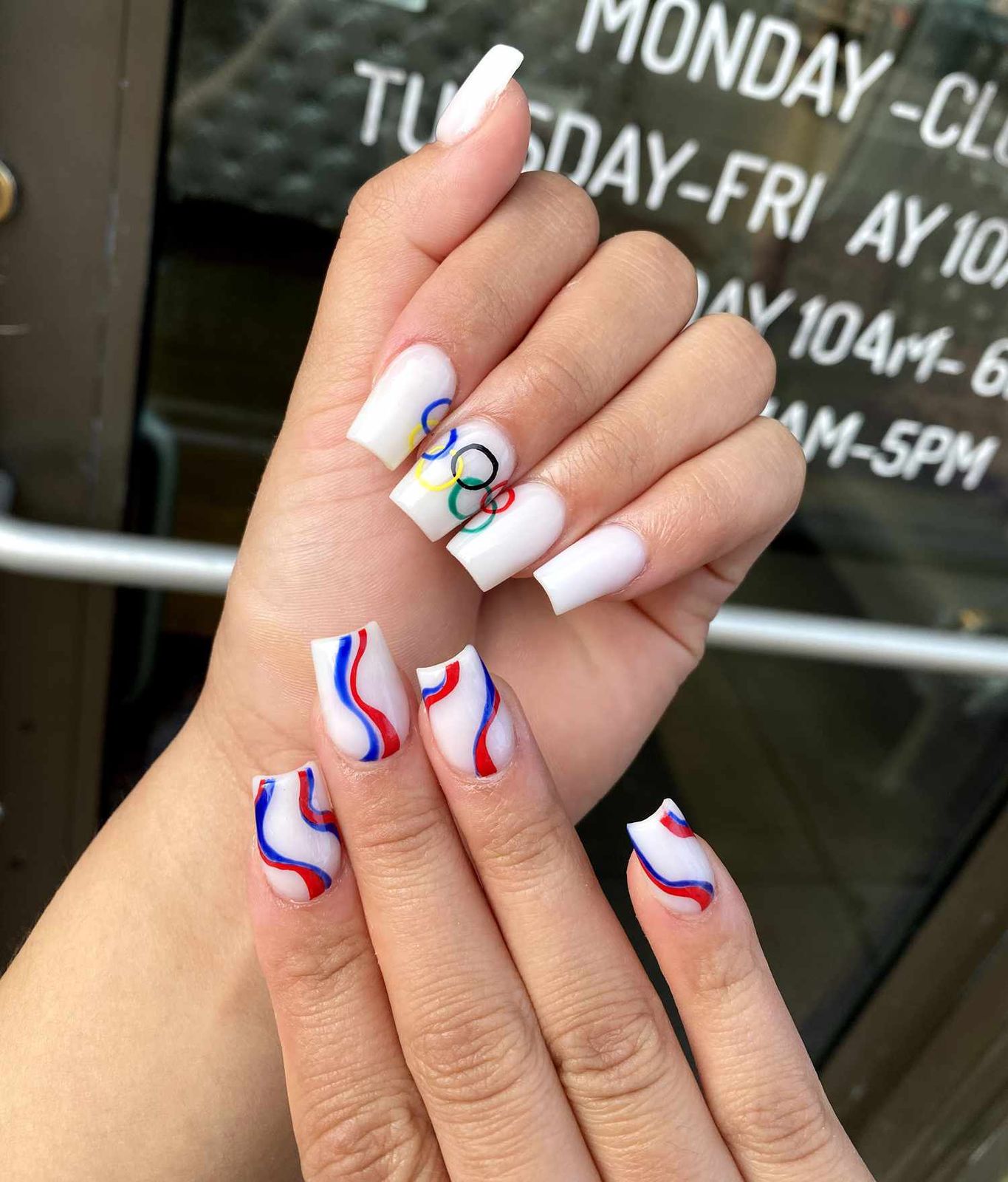 Short Square Abstract Swirl Nails Short Square Abstract Swirl Nails — Gymnastics Nails