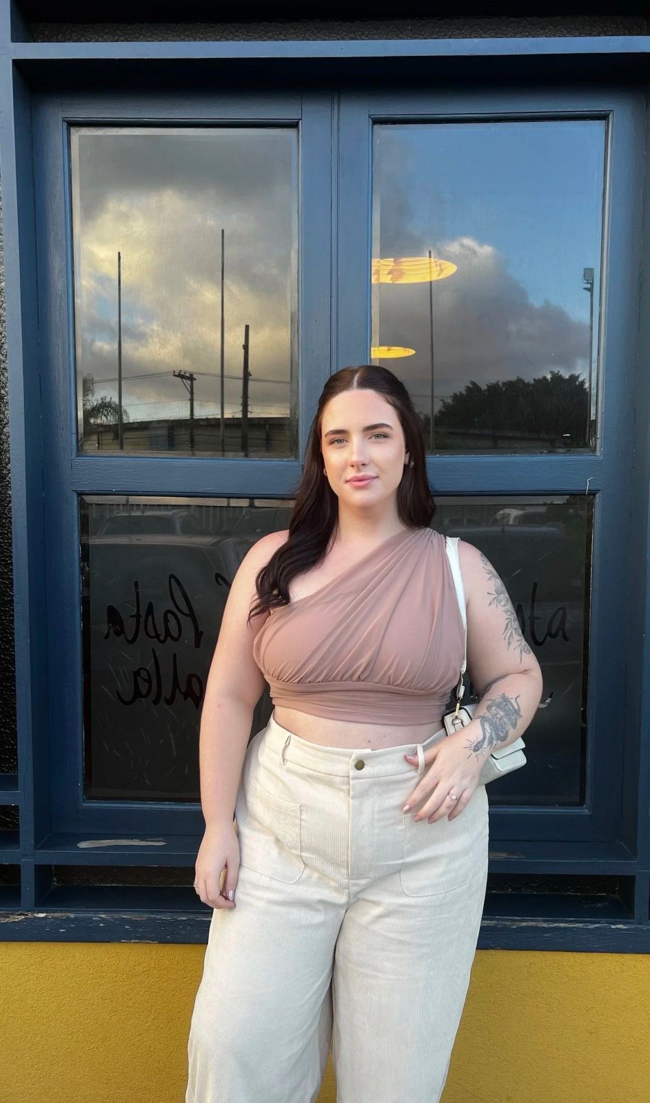 Asymmetrical Top with Wide-Leg Corduroy Pants — Outfits for Long Torso