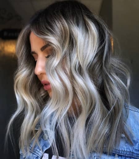 Lob Subtle Layers Dark Brown to Ash Blonde Lob Lob Subtle Layers Dark Brown to Ash Blonde Lob — Shadow Root