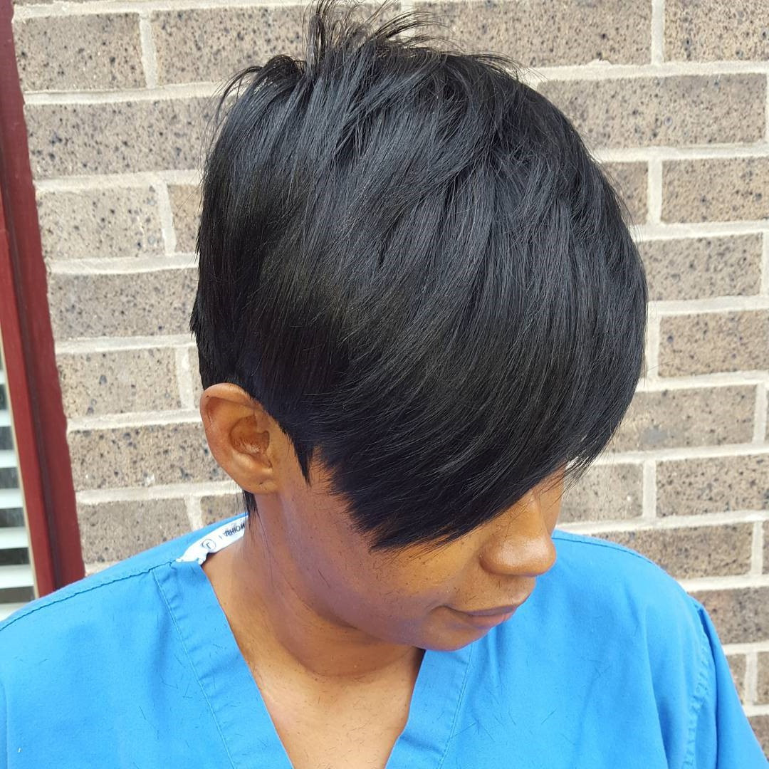 Ear Black Pixie With Asymmetrical Bang Ear Black Pixie With Asymmetrical Bang — 27 Piece Hairstyles