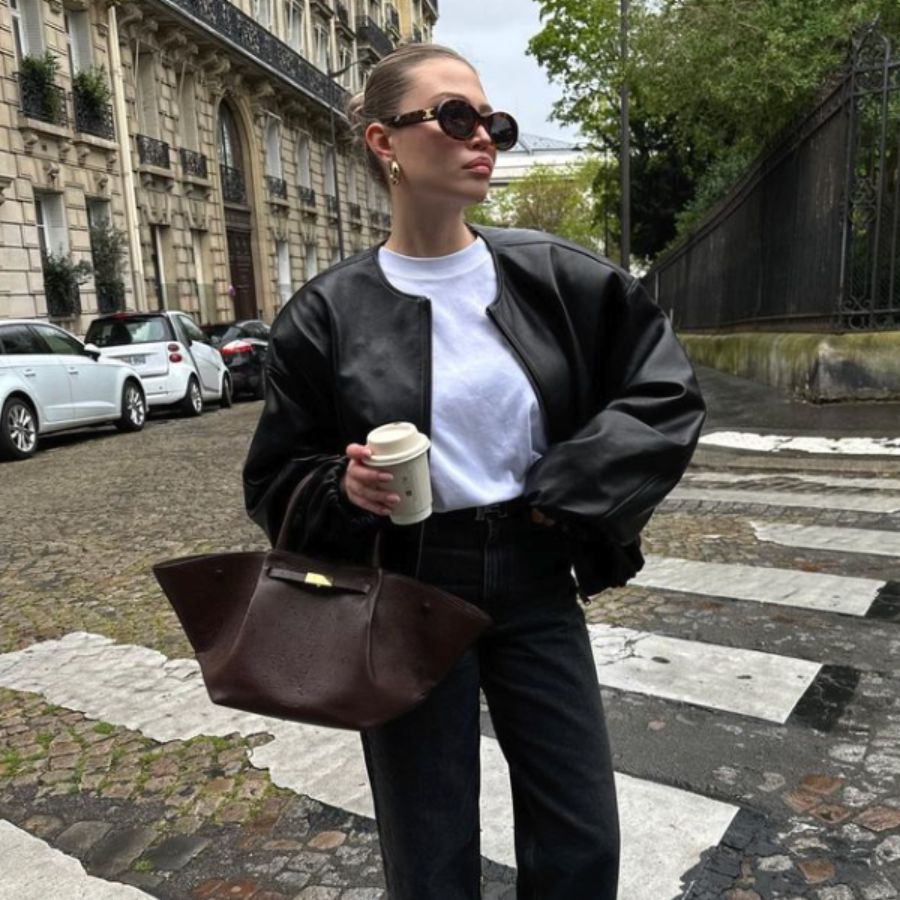 Casual Street Style Outfit Idea — Leather Jacket Outfits