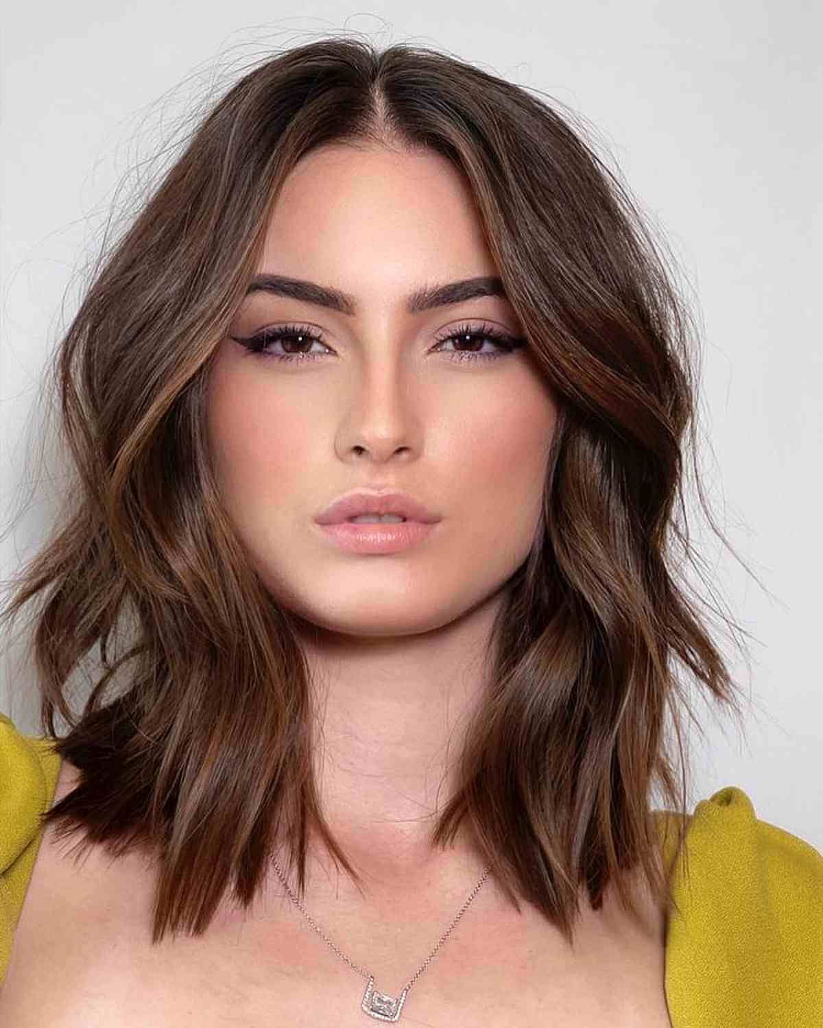 Collarbone Lob Wavy Blowout Collarbone Lob Wavy Blowout — Haircuts for Square Faces