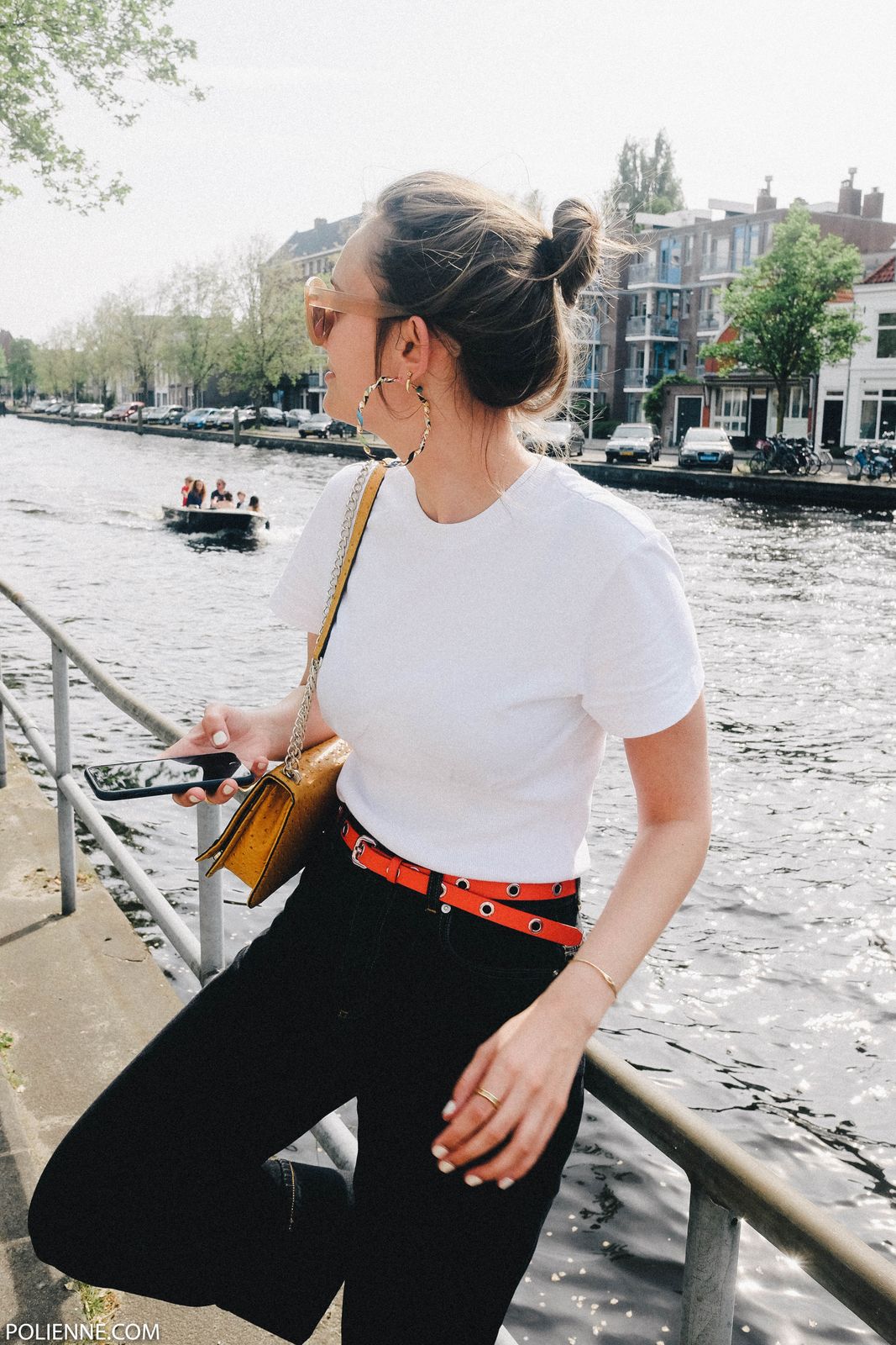 Black Jeans with Orange Belt and Yellow Bag Black Jeans with Orange Belt and Yellow Bag — Amsterdam Outfits