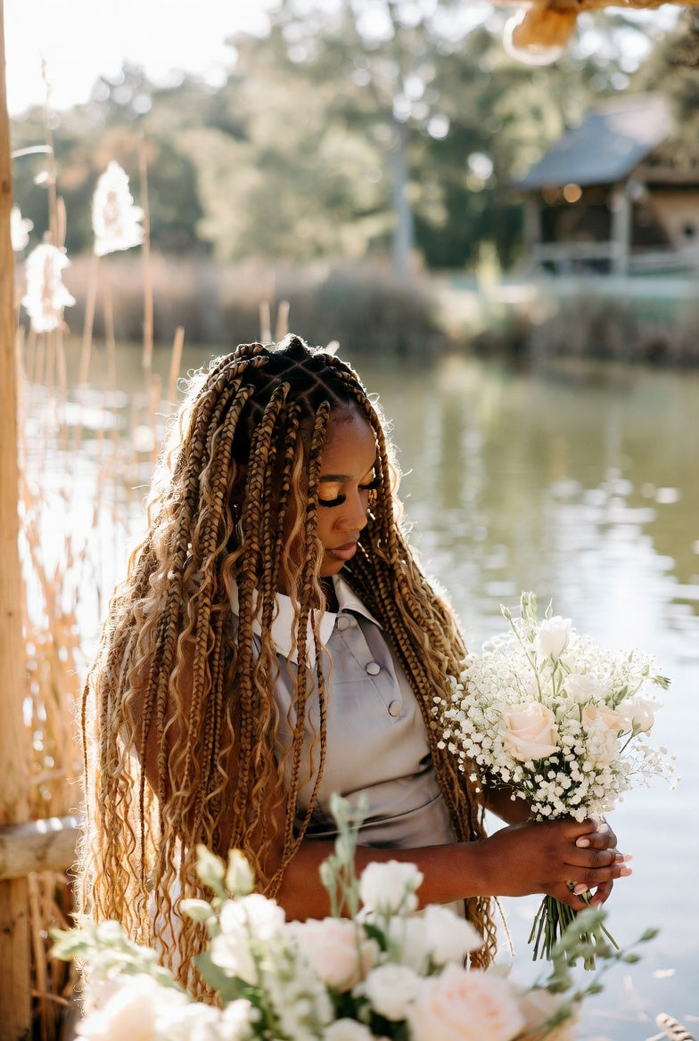 Blonde Highlighted Box Braids — Boho Braids