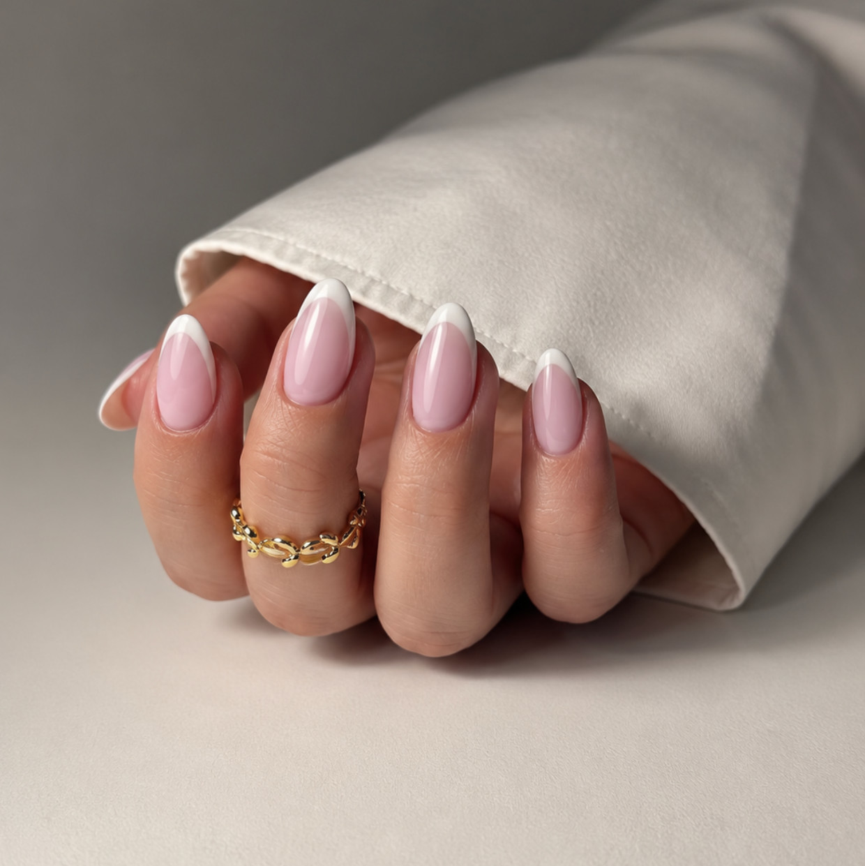 Milky Pink Classic French Oval Nails Milky Pink Classic French Oval Nails — Hard Gel Nails