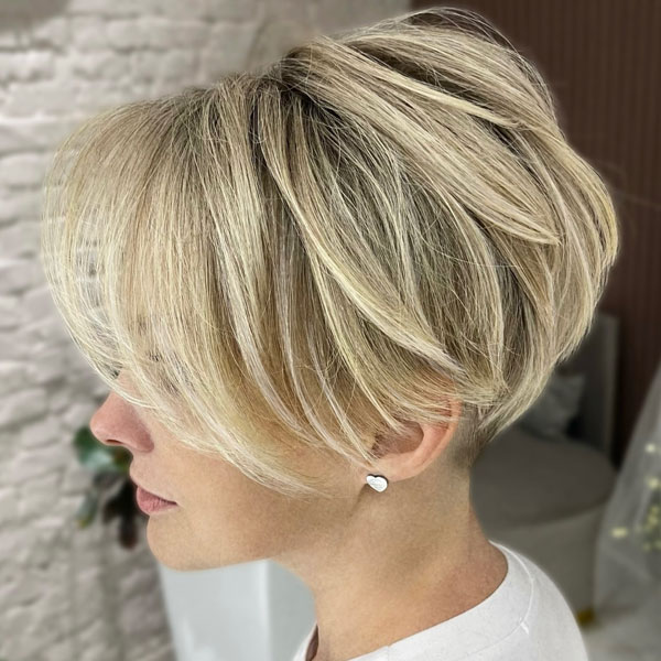 Ash Blonde Pixie Bob With Undercut Ash Blonde Pixie Bob With Undercut — Short Layered Hair