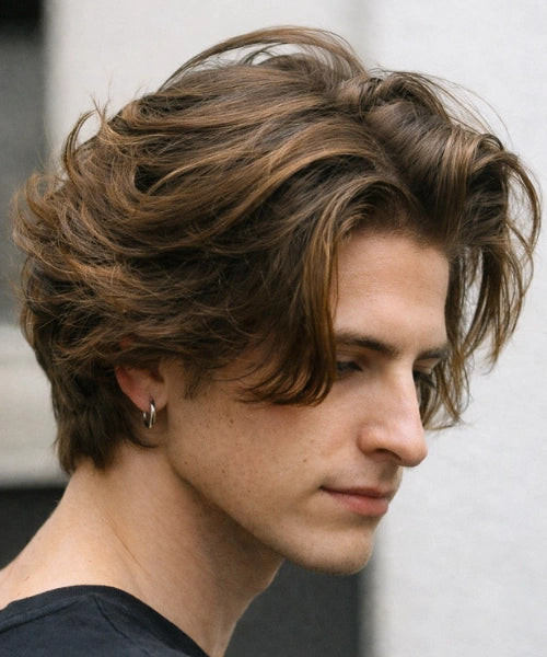 Collarbone Layered Blowout — Fluffy Hair Men