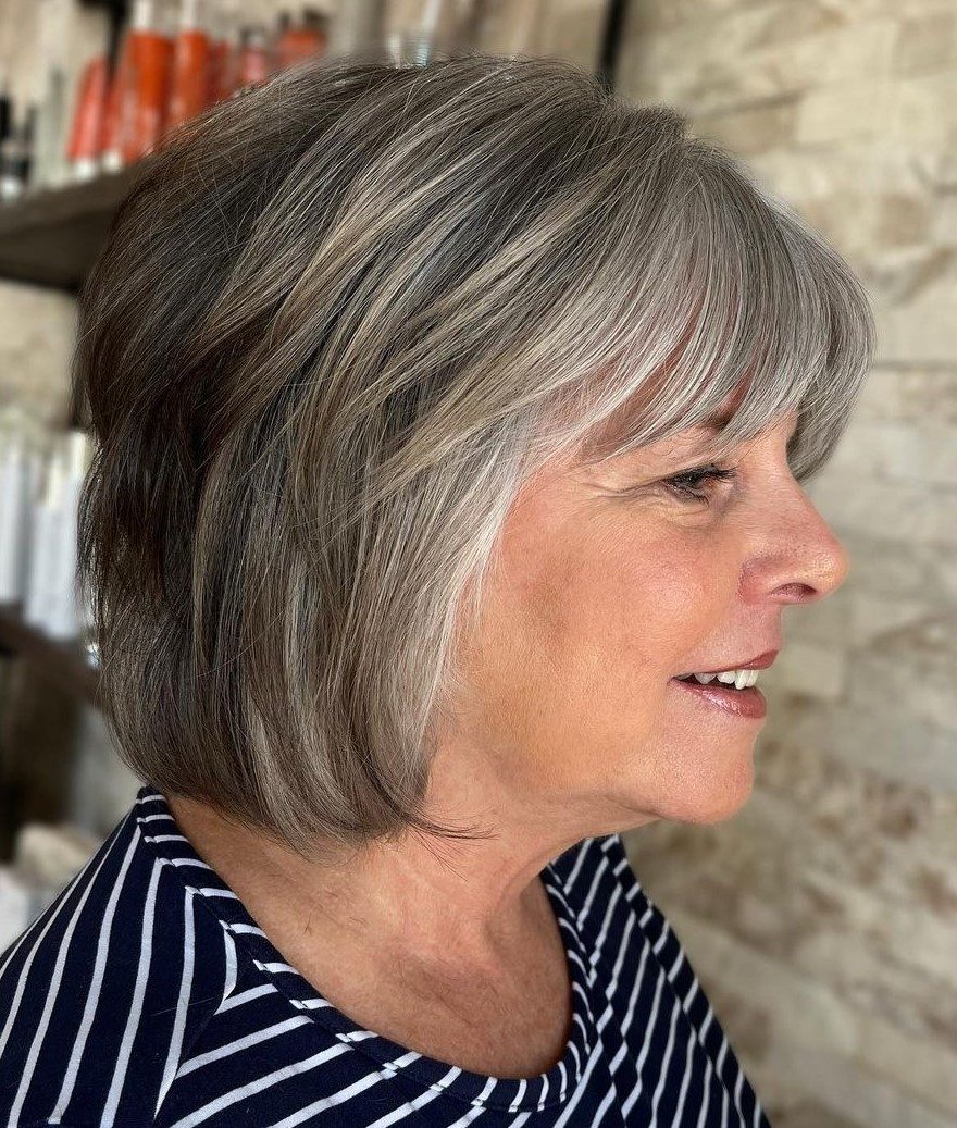 Gray With Subtle Blue Streaks Visual Idea — Gray Bob