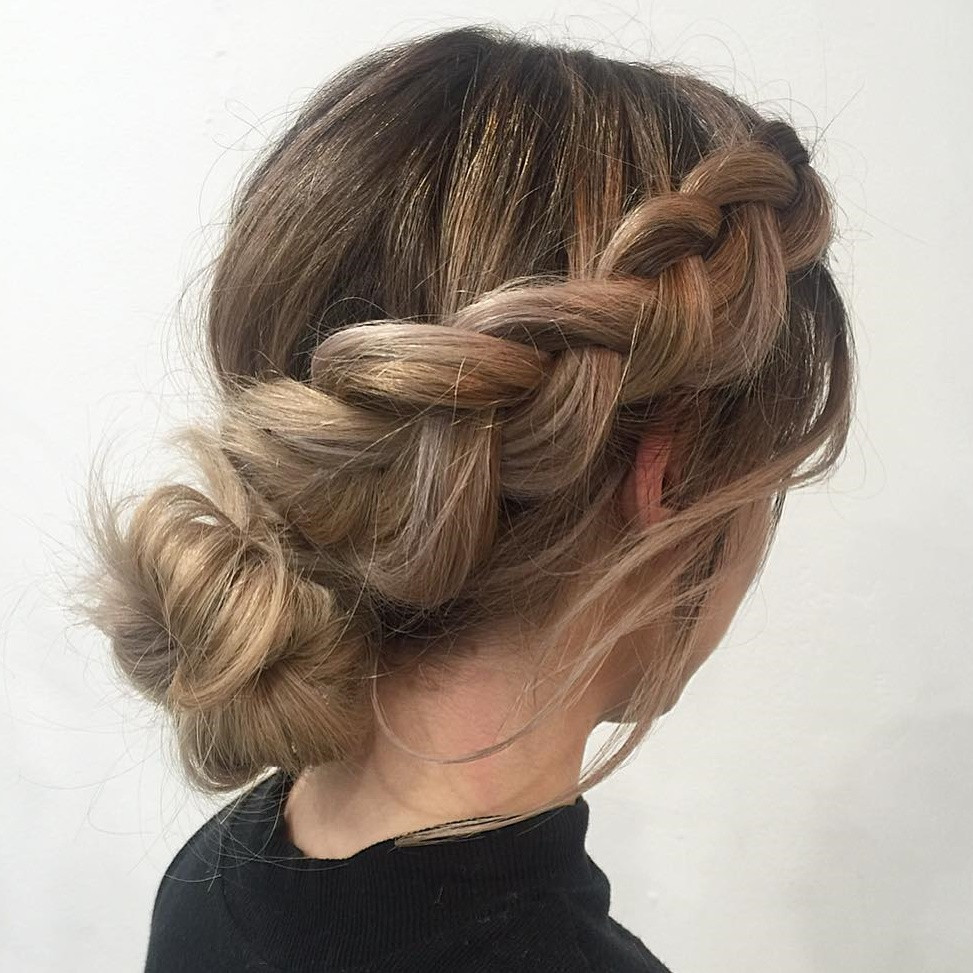 Braid and Messy Low Bun Braid and Messy Low Bun — High School Hairstyles