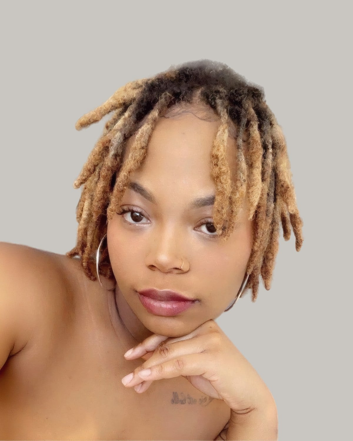 Ear Length Dark Root Honey Blonde — Honey Blonde Locs