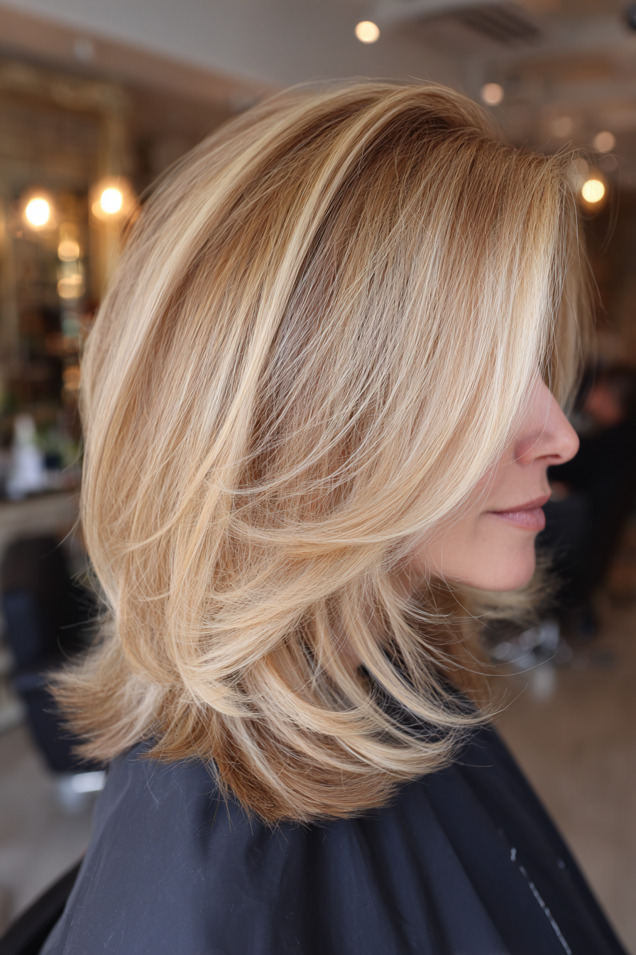 Chin Length Layered Bob Blowout Chin Length Layered Bob Blowout — Medium Length Layered Hair