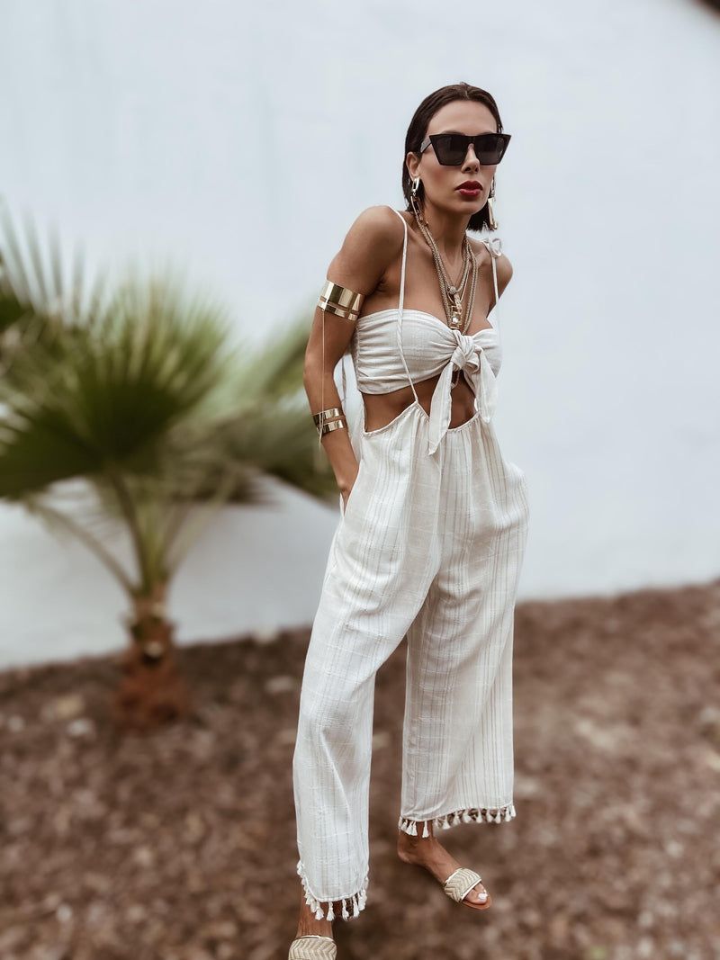 Bohemian Striped Set with Tassel Trim — Bali Outfits