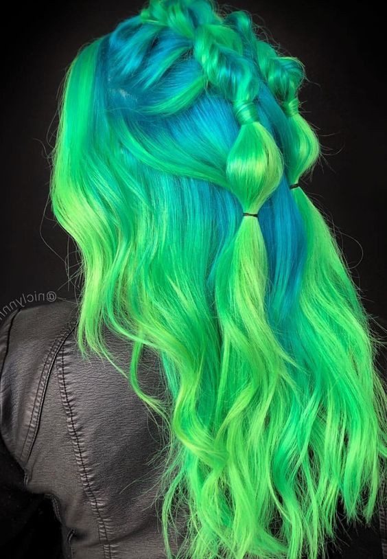 Vibrant Blue And Green Visual Idea — Turquoise Hair