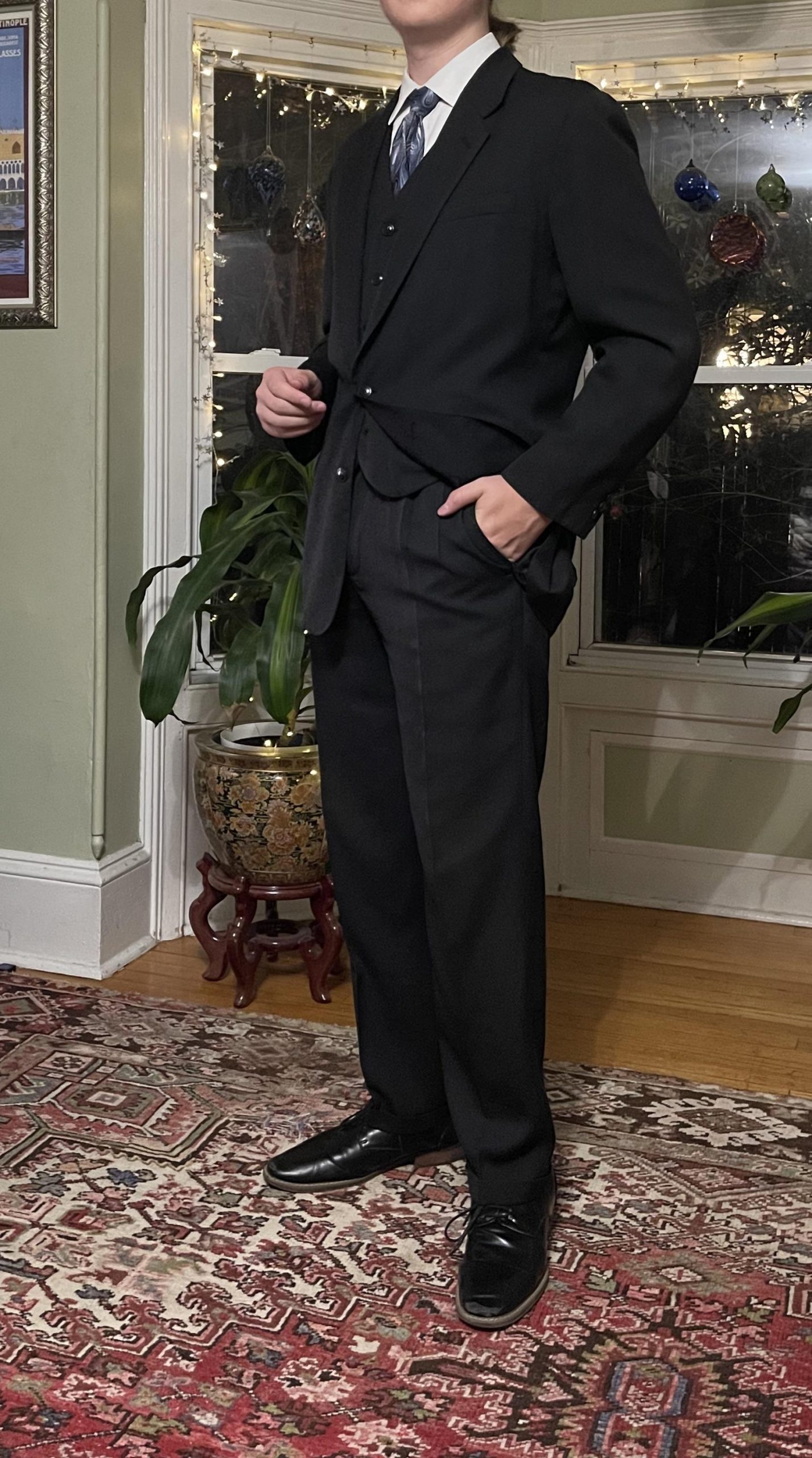 Sharp Formal: Three-Piece Black Suit Ensemble Sharp Formal: Three-Piece Black Suit Ensemble — Boys Outfits
