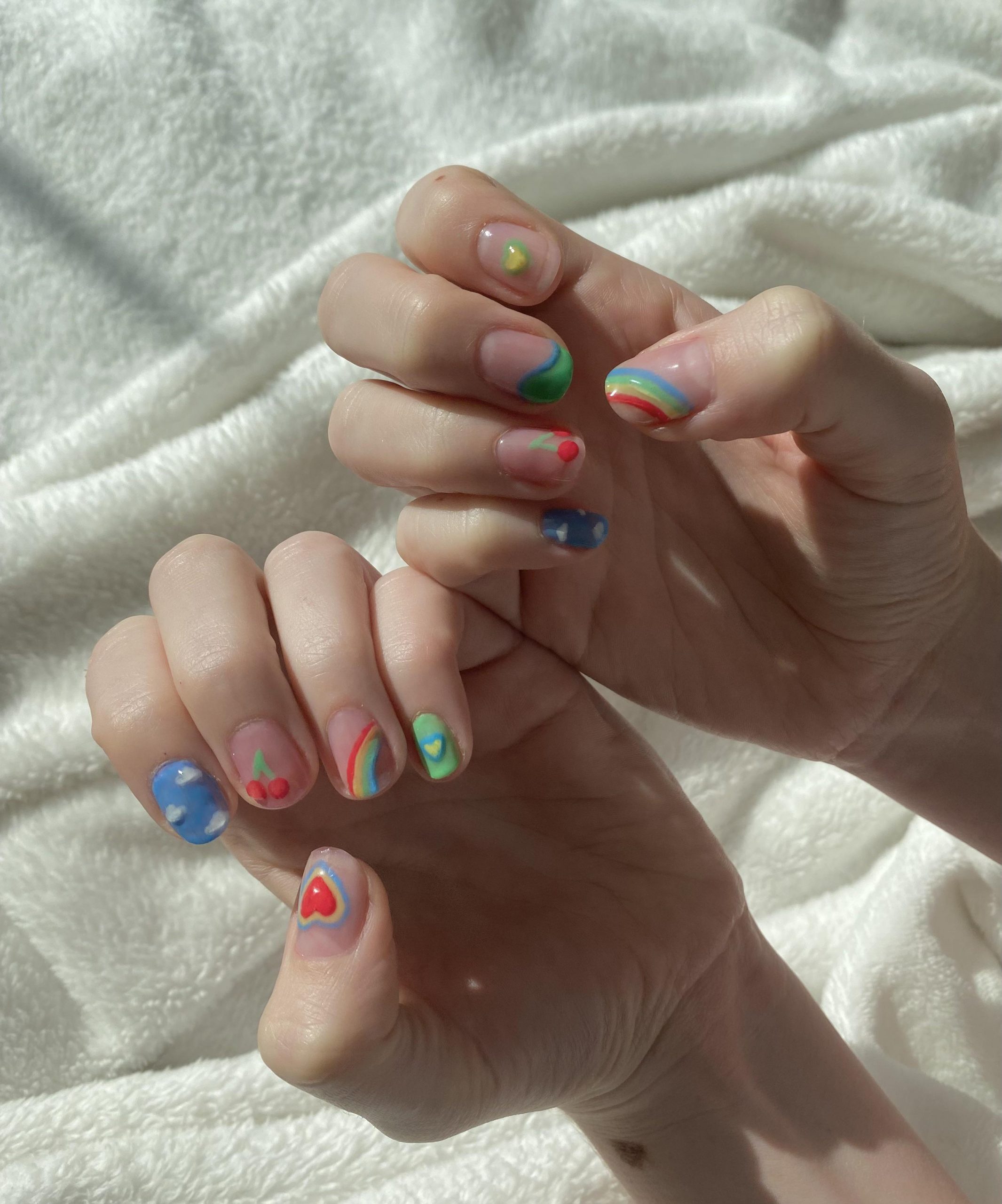 Clear Base with Playful Cartoon Motifs — Girls Trip Nails