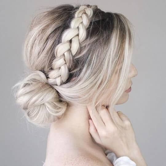 Braided Crown With Low Bun — Prom Hairstyles for Medium Hair