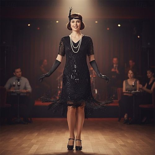 Classic Flapper Dress with Gloves for a Cocktail Party Classic Flapper Dress with Gloves for a Cocktail Party — Outfits for Women in Their 20s