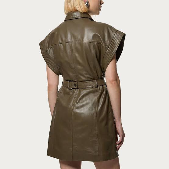 Fitted Leather Dress with a Matching Tonal Belt — Belt Outfits